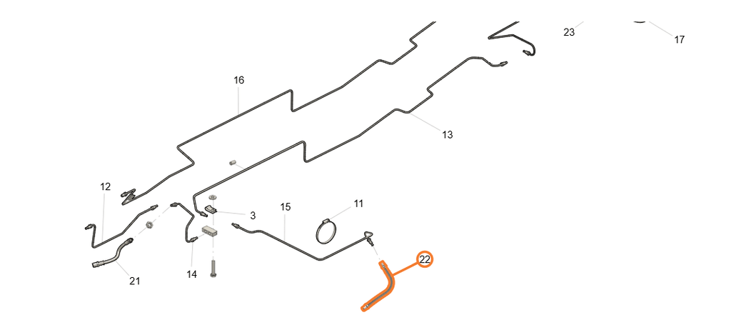 Brake Hose 850 mm Rear/Front – Bukhanka (Classic & Modern), Hunter & 469 – OEM 3962-3506061 - Brake system - UAZ spare parts