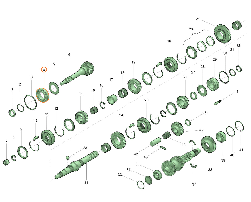 Växellådans ingående axel ändlager 5-växlad – Western Quality – Buchanka (2,7L), Hunter & 469 - 315195170103200