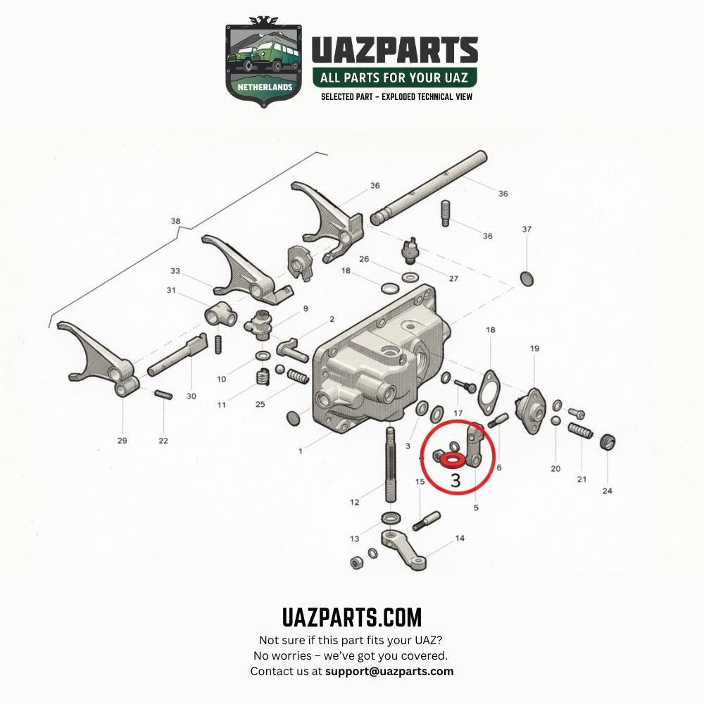 Oil Seal for Upper Gearshift Lever 12×24×7 – Bukhanka Modern, Hunter & 469 (2.7 L) – OEM 220600170216500 - Clutch and transmission - UAZ spare parts