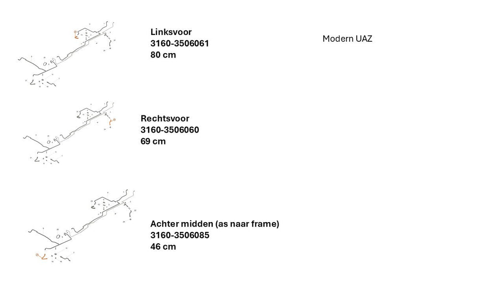 Brake Hose Rear (460 mm) – Bukhanka (Modern 2.7L), – OEM 3160-3506085 - Brake system - UAZ spare parts