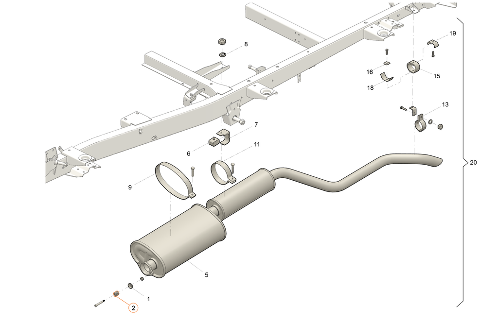Kit molla di tensione scarico 2 pezzi - Bukhanka Moderna (2,7L) - OEM 3160-20-1203255-01