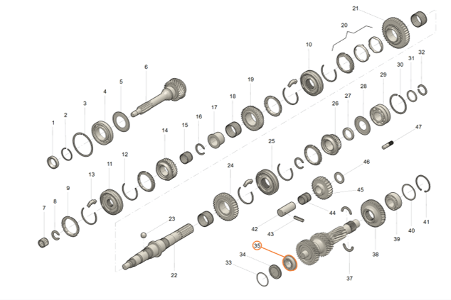 Output Shaft Bearing, 5 - Speed - Bukhanka Modern (2.7L) - OEM 315195170106600 – UAZPARTS.COM UAZ PART – OEM 315195170106600