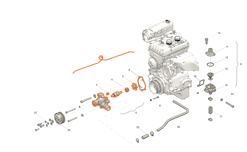 Water Pump aluminium 27 mm Shaft – Bukhanka Modern (2.7L), Hunter & 469 (2.7L) – OEM 4062-1307010-31 - Engine - UAZ spare parts